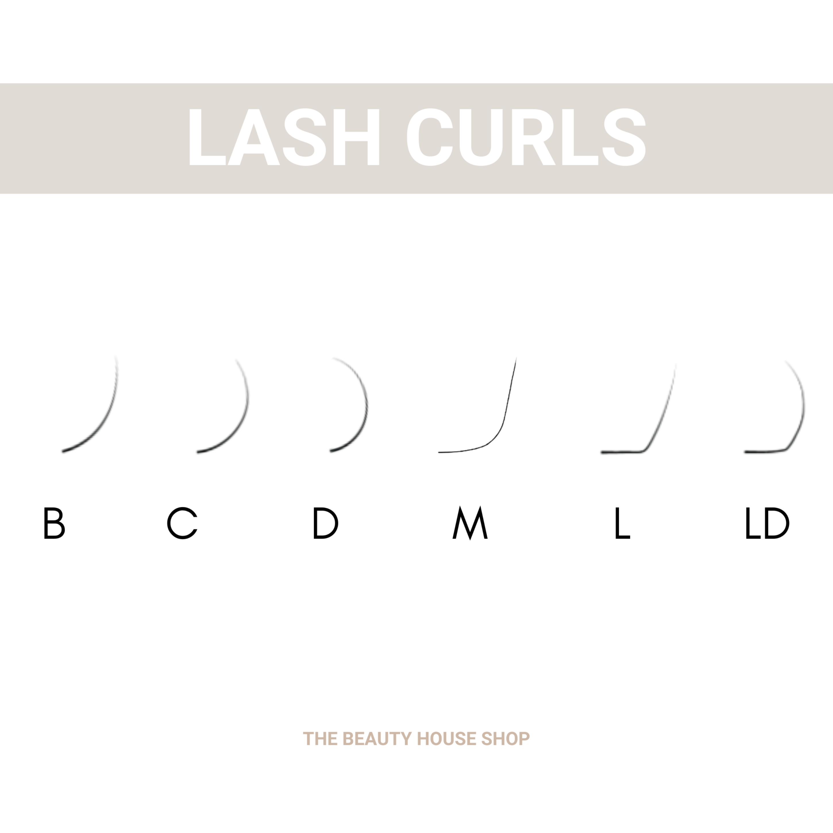 Different eyelash curls for eyelash extensions