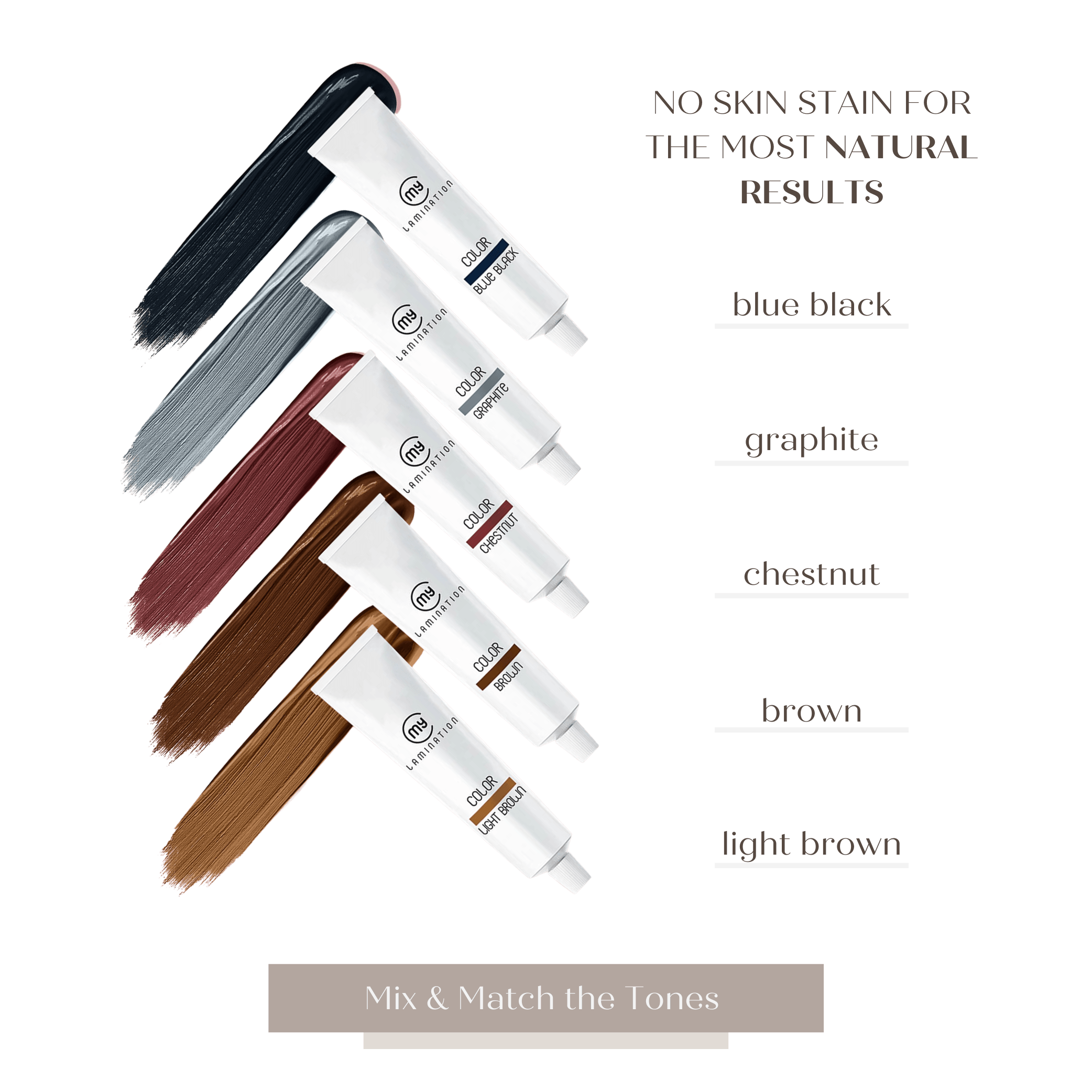 My Lamination Tint Collection Swatches. Mix and match the tones