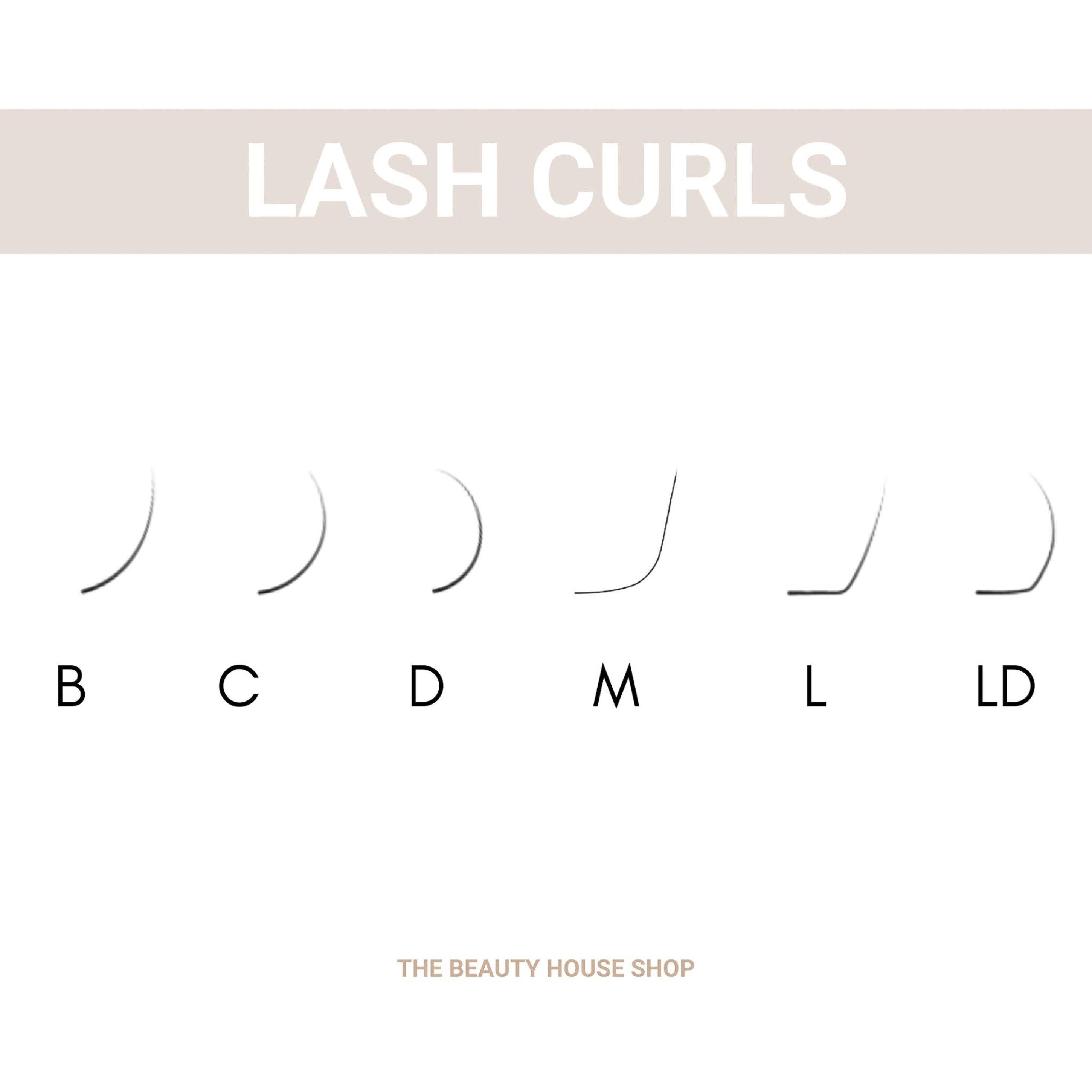 Different lash curls for eyelash extensions