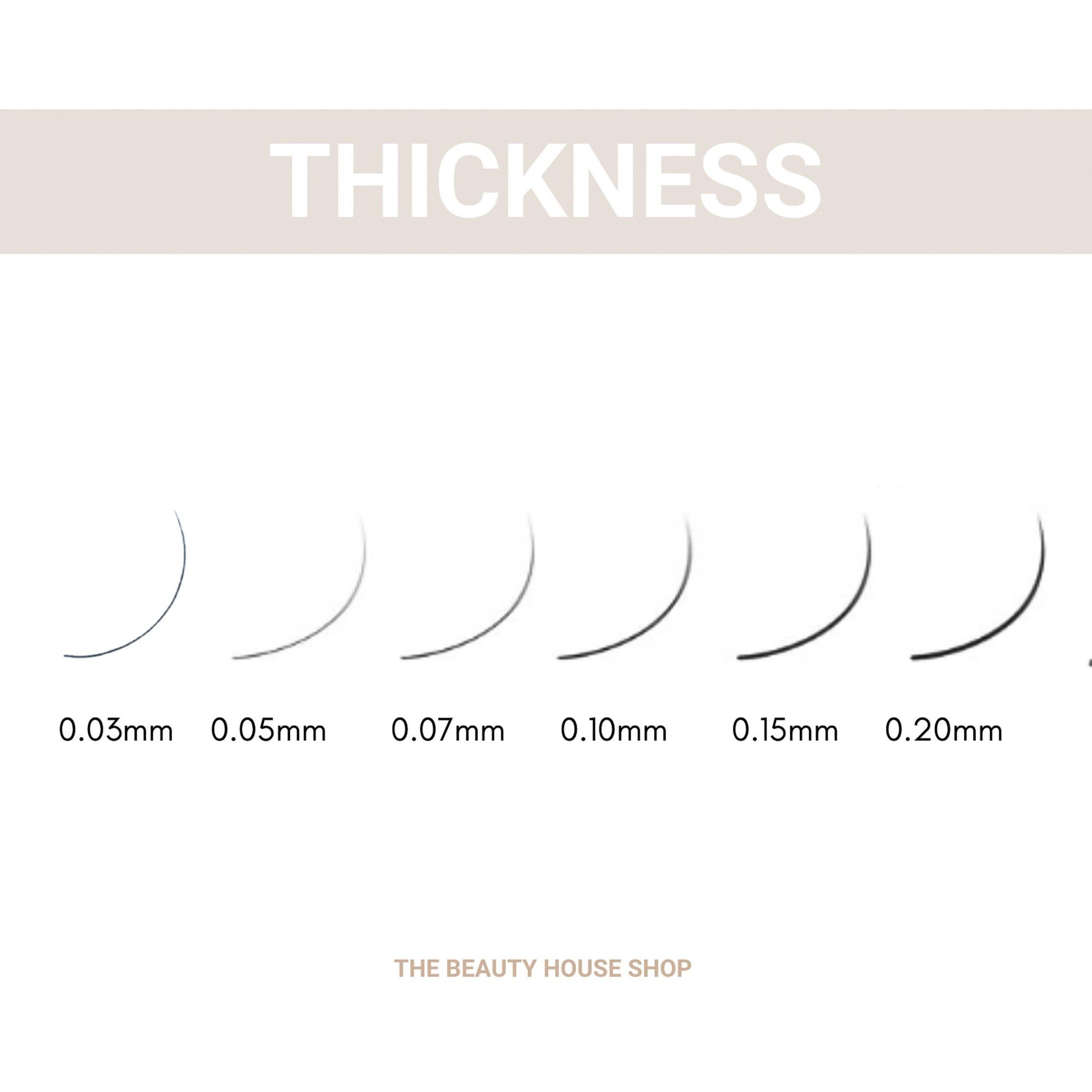different eyelash thickness for eyelash extensions